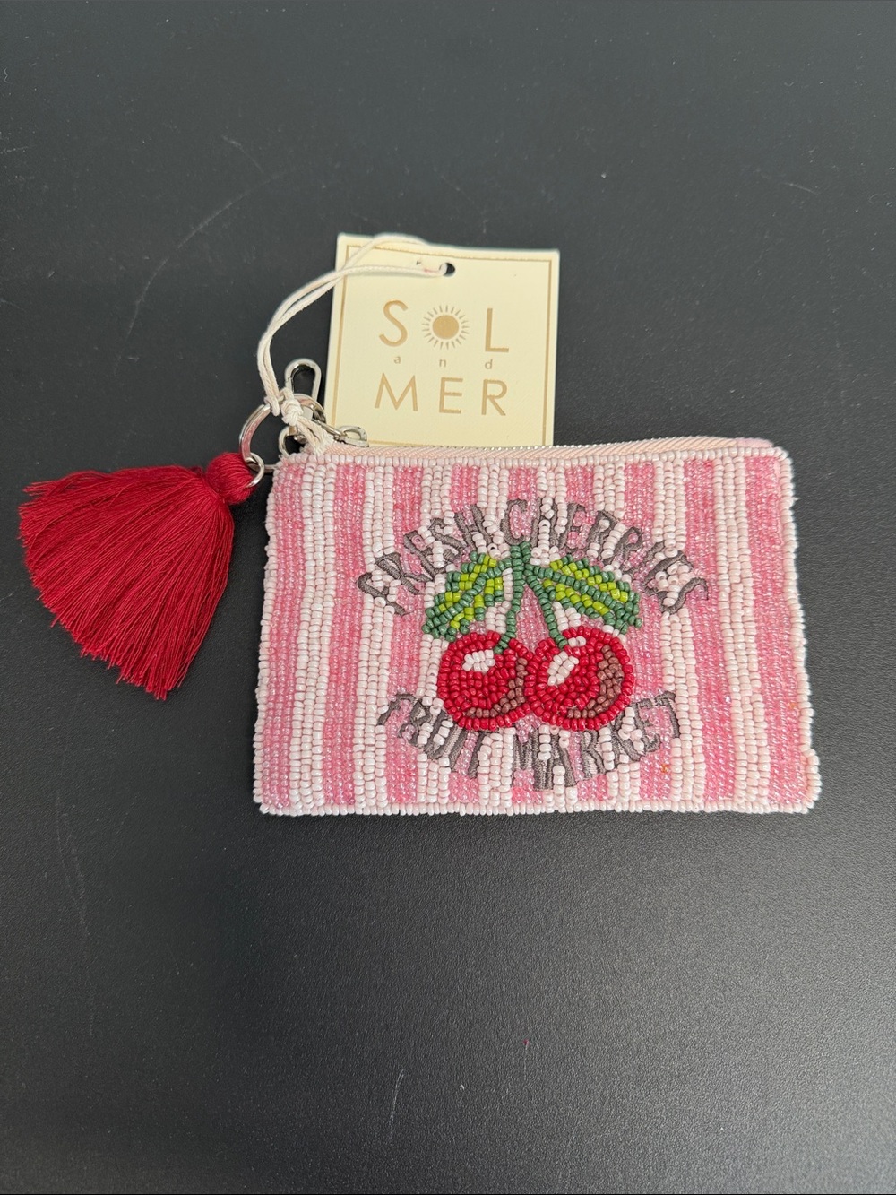 SOL + Mer | Beaded Cherry Coin Pouch 🍒